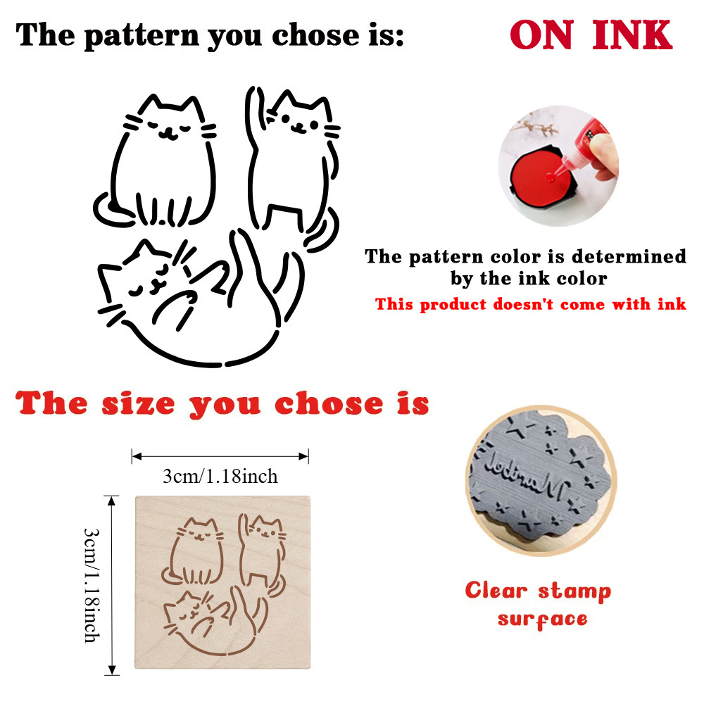 Fashion Cat Pose Natural Wood Rubber Stamp